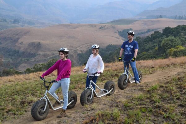 Downhill in de Drakensbergen